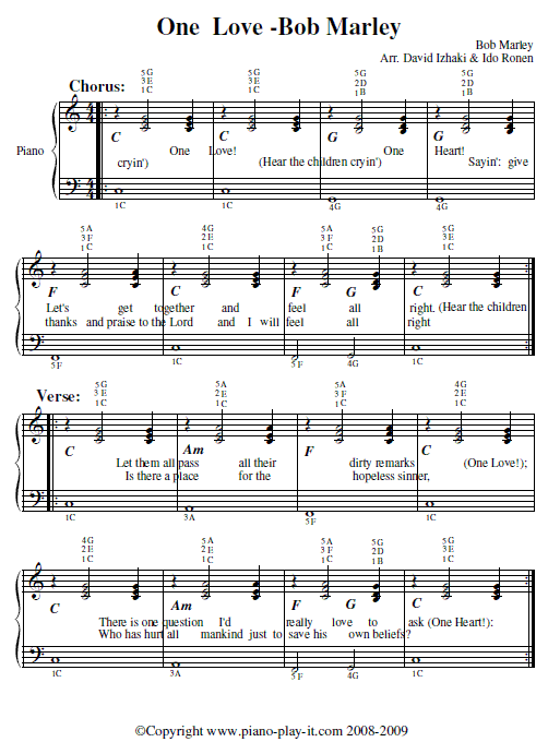 Bob Marley One Love - A Piano Tutorial