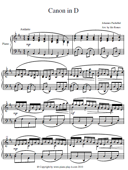 Play Canon in D Music Sheet