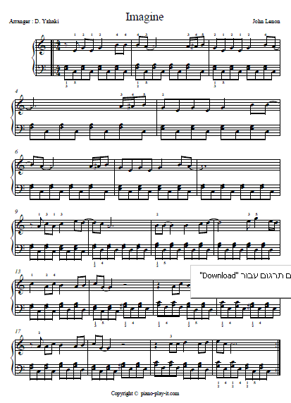 Click here to download the Free Imagine Piano Sheet Music