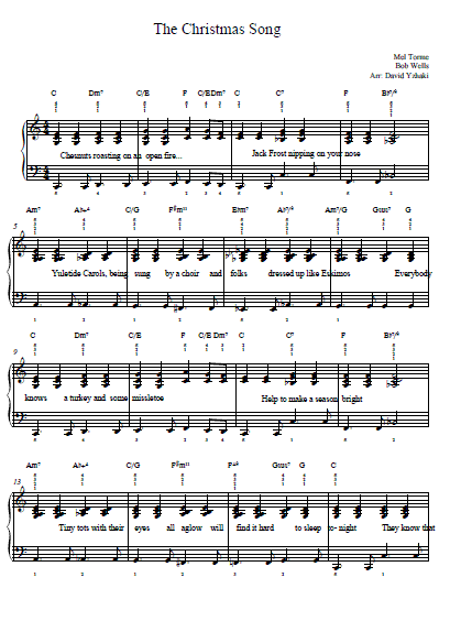 the christmas song jazz chord chart piano