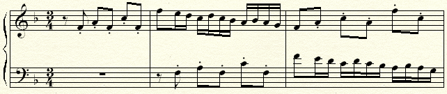 The opening of Mozart Sonata in C (k.545).