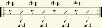 Clapping on the On-Beats while counting only the offbeats aloud.