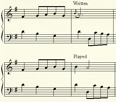 Appoggiatura in a musical piece.