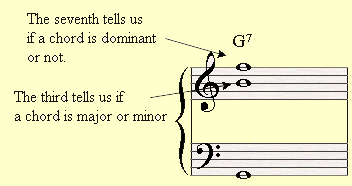 Why the third and seventh are the most important notes in G7?